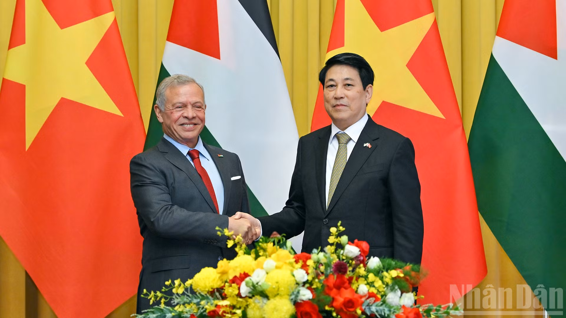 Chủ tịch nước Lương Cường và Quốc vương Jordan Abdullah II Ibn Al Hussein.