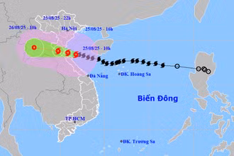 Vị trí và dự báo hướng di chuyển của cơn bão. (Ảnh: Trung tâm Dự báo khí tượng thủy văn quốc gia)