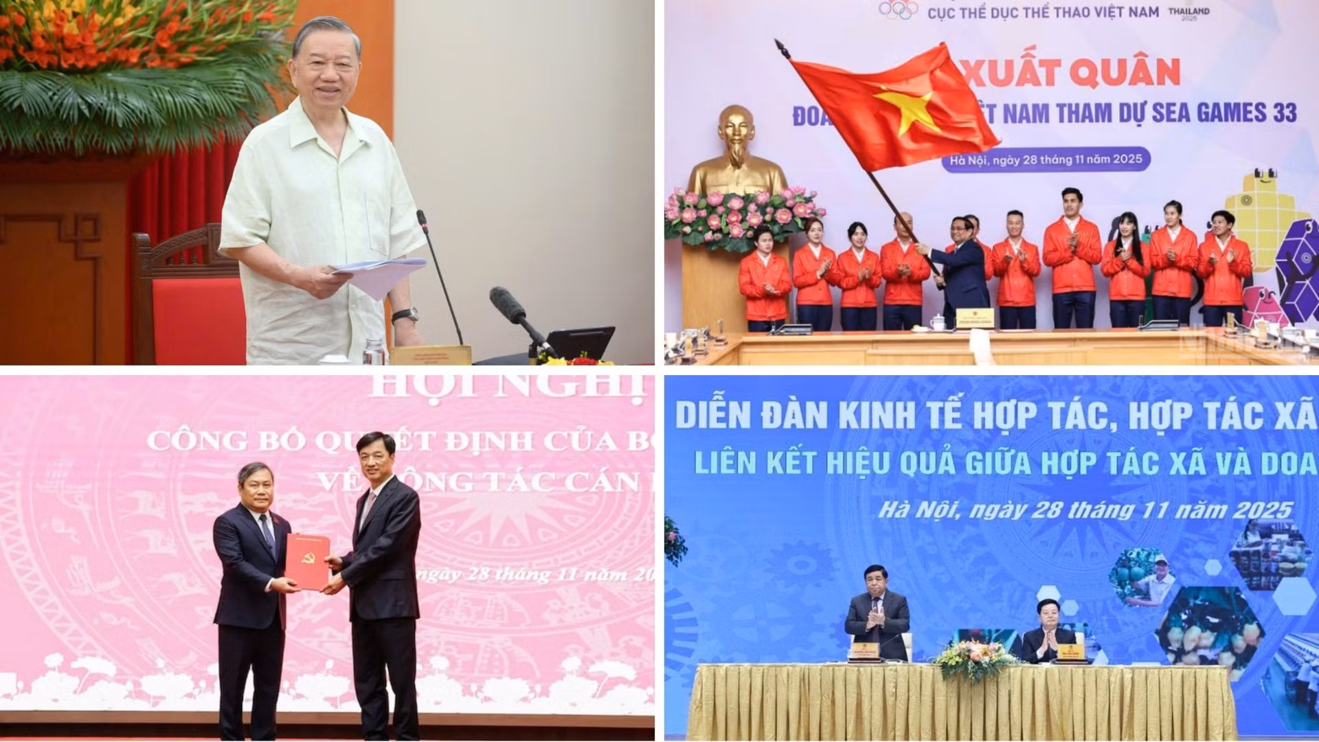 Tin nổi bật ngày 28/11: Kết luận của Tổng Bí thư về chăm sóc và bảo vệ trẻ em có hoàn cảnh đặc biệt; Bộ Chính trị, Ban Bí thư ban hành Kết luận về hoạt động bộ máy hệ thống chính trị và chính quyền địa phương 2 cấp; Đoàn Thể thao Việt Nam xuất quân tham dự SEA Games 33