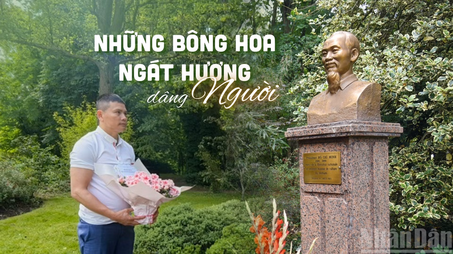 Ngày 16/5/2026, anh Cao Bá Khánh đến quét dọn, dâng hoa tại tượng Chủ tịch Hồ Chí Minh để tỏ lòng thành kính và biết ơn đối với lãnh tụ kính yêu của dân tộc nhân dịp kỷ niệm 136 năm Ngày sinh của Người. (Ảnh: KHẢI HOÀN)