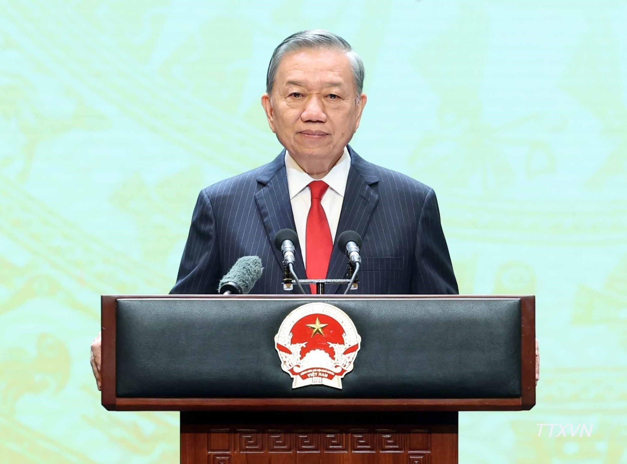 Tổng B&iacute; thư, Chủ tịch nước T&ocirc; L&acirc;m đọc Diễn văn Kỷ niệm 81 năm Quốc kh&aacute;nh nước Cộng h&ograve;a x&atilde; hội chủ nghĩa Việt Nam. (Ảnh: An Đăng/TTXVN)