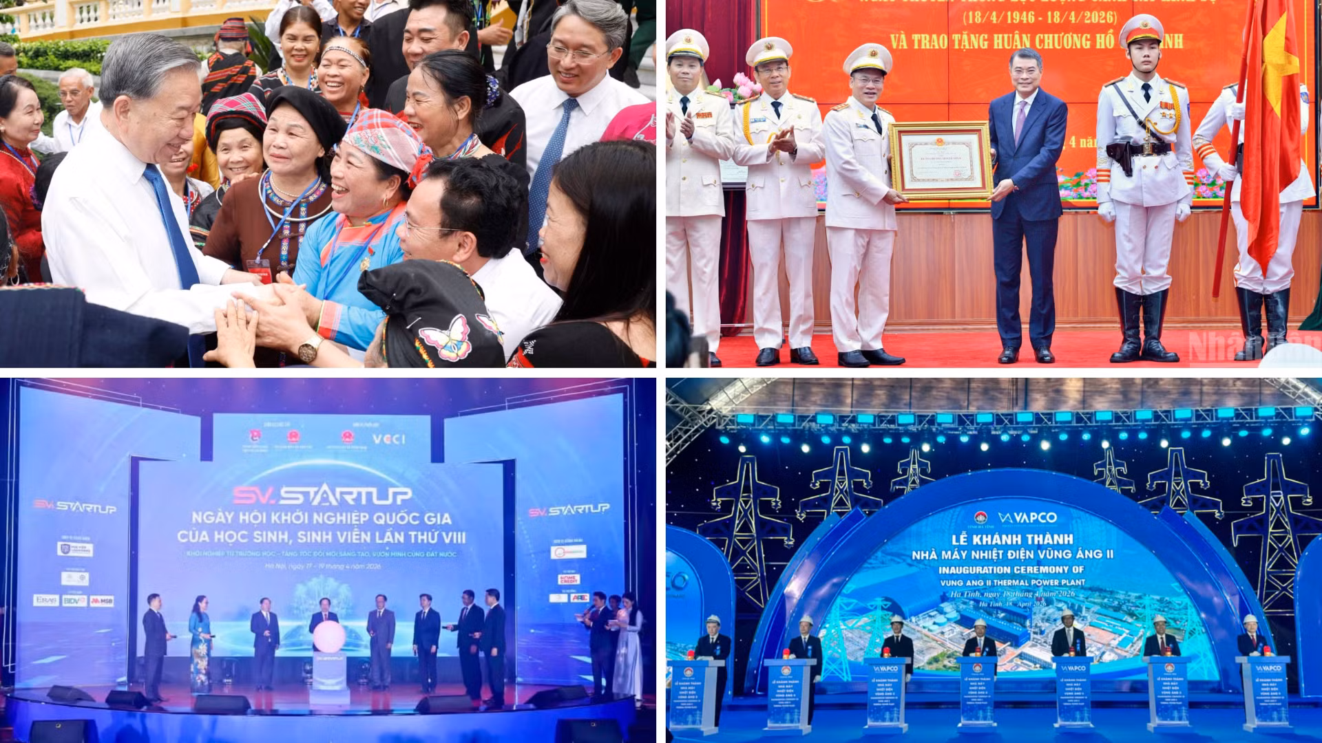 Tin nổi bật ngày 18/4: Tổng Bí thư, Chủ tịch nước Tô Lâm gặp mặt các già làng, trưởng bản, nghệ nhân, người có uy tín tiêu biểu; Khánh thành nhà máy Nhiệt điện Vũng Áng II