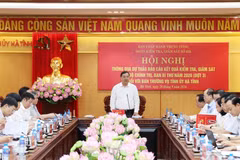 Đồng chí Phạm Gia Túc ghi nhận và đánh giá cao những kết quả đạt được của Ban Thường vụ Tỉnh ủy trong quá trình lãnh đạo, chỉ đạo, thực hiện các nhiệm vụ phát triển trên địa bàn. (Ảnh: NT)