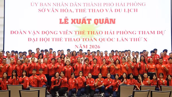 Đoàn thể thao thành phố Hải Phòng tham dự Đại hội thể thao toàn quốc lần thứ X năm 2026. (Ảnh: XUÂN TRƯỜNG)