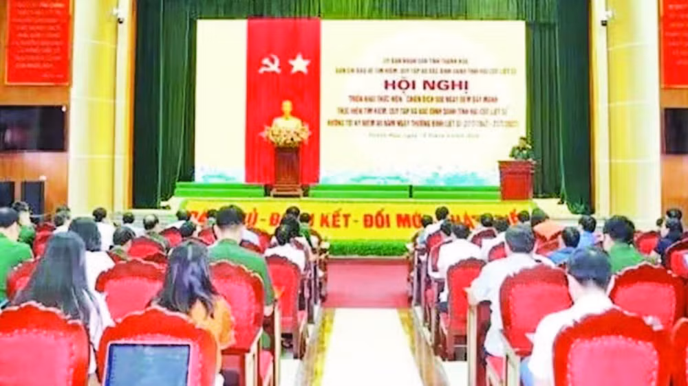 Hội nghị triển khai “Chiến dịch 500 ngày đêm đẩy mạnh thực hiện tìm kiếm, quy tập và xác định danh tính hài cốt liệt sĩ (Ảnh ML)