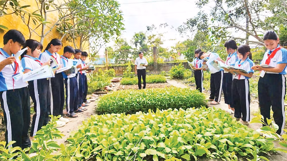 Không chỉ dừng lại ở việc tiếp thu kiến thức trên lớp, học sinh Trường trung học cơ sở Vĩnh Thuận Tây, xã Vĩnh Thuận Đông còn được vận dụng những gì học từ sách vào thực tiễn cuộc sống.