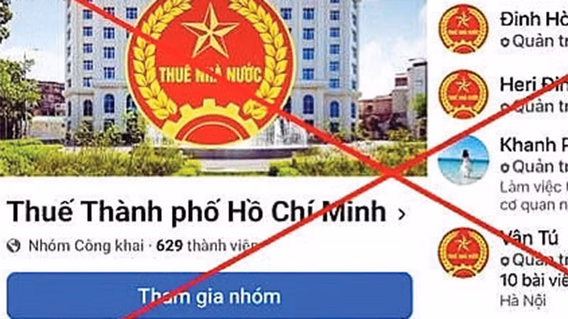 Trang Facebook mang tên “Thuế Thành phố Hồ Chí Minh” như hình ảnh trên là giả mạo.