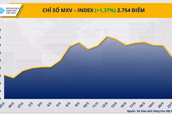 Lực mua áp đảo trên thị trường hàng hóa, chỉ số MXV-Index tăng 1,4%