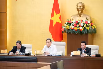 Chủ tịch Quốc hội Trần Thanh Mẫn phát biểu ý kiến tại phiên họp. (Ảnh: Duy Linh)