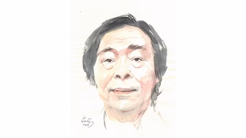 Ký họa chân dung nhà thơ Nguyễn Hùng Vĩ của họa sĩ Đỗ Hoàng Tường.