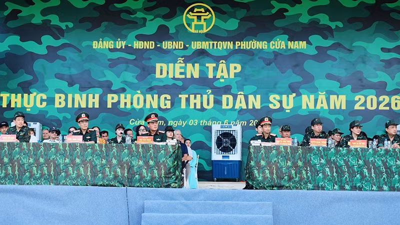 Diễn tập thực binh phòng thủ dân sự năm 2026 phường Cửa Nam.