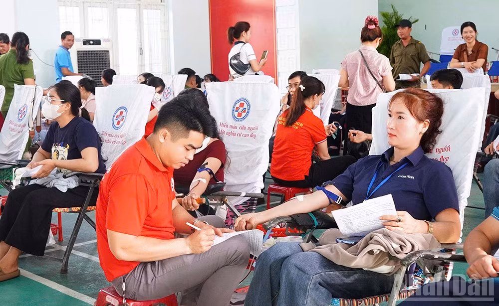 Chương trình Hành trình Đỏ năm 2026 tại Quảng Ngãi thu hút đông đảo người dân đăng ký, tham gia hiến máu.
