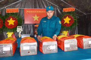 Hoàn tất quy tập liệt sĩ tại xã Thường Tân. (Ảnh: Bộ Tư lệnh Thành phố Hồ Chí Minh)
