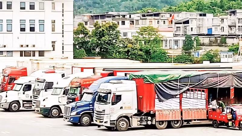 Bốc xếp hàng hóa tại cửa khẩu Bắc Phong Sinh, Quảng Ninh.