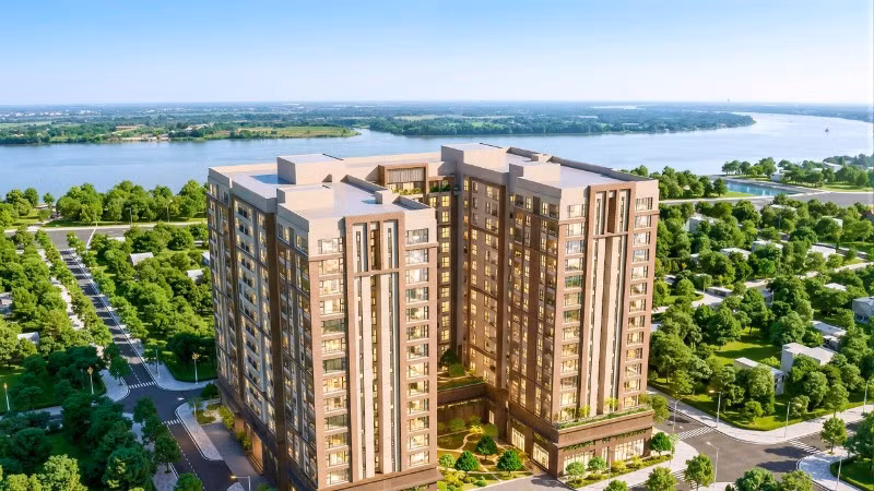 Phối cảnh các tòa nhà thuộc dự án nhà ở xã hội phường Long Châu, tỉnh Vĩnh Long.