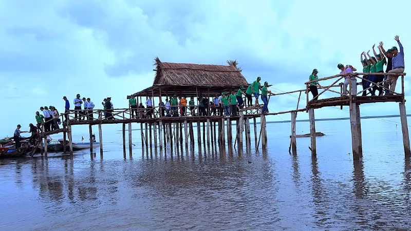 Du khách tham quan Bãi Bồi Mũi Cà Mau, nằm trong Khu dự trữ sinh quyển thế giới.