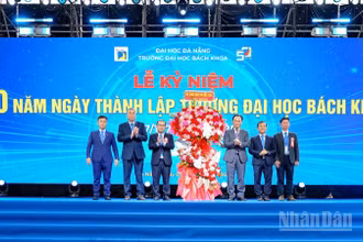 Trường đại học Bách khoa, Đại học Đà Nẵng đón nhận lẵng hoa chúc mừng của Bộ Giáo dục và Đào tạo.
