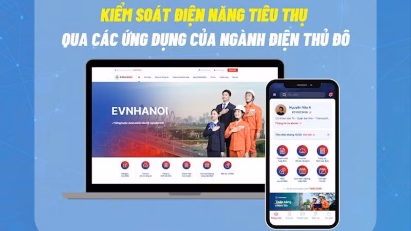Kiểm soát điện năng tiêu thụ thông qua các ứng dụng. (Ảnh: EVNHANOI)