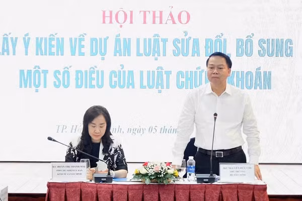 Thứ trưởng Tài chính Nguyễn Đức Chi phát biểu tại hội thảo. (Ảnh TRÀ VŨ)