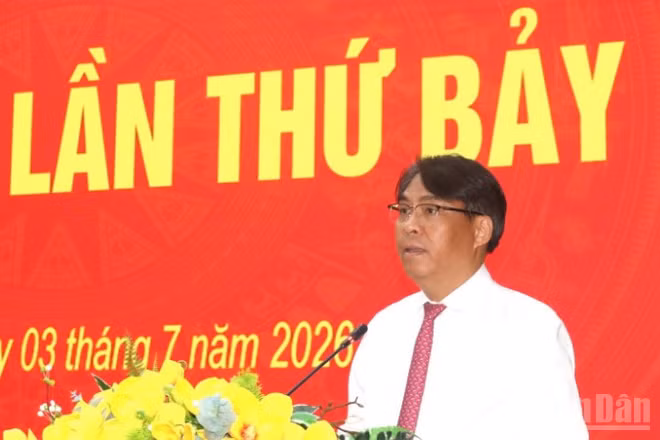 Bí thư Tỉnh ủy Cao Bằng Phan Thăng An phát biểu ý kiến tại hội nghị.