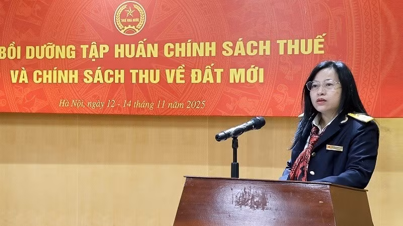 Trưởng Ban Chính sách Nguyễn Thị Thanh Hằng phát biểu khai giảng khóa tập huấn.