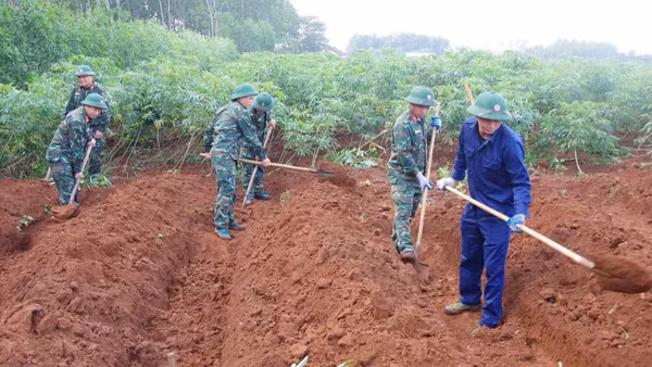 Đội tìm kiếm, quy tập hài cốt liệt sĩ số 2, Phòng Chính trị, Bộ Chỉ huy quân sự tỉnh Quảng Trị tiến hành tìm kiếm hài cốt 11 liệt sĩ đặc công hy sinh tại khu vực Dốc Miếu, xã Gio Linh. (Ảnh: Xuân Diện)