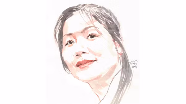 Ký họa chân dung nhà thơ Nguyễn Hồng của họa sĩ Đỗ Hoàng Tường.