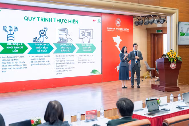 Ban tổ chức hội thảo công bố việc thực hiện mô hình Net Zero tại hội thảo,