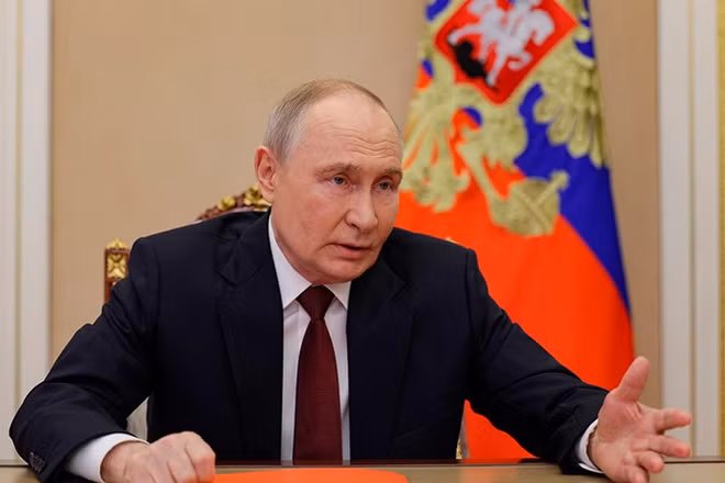 Tổng thống Nga Vladimir Putin phát biểu tại cuộc họp Hội đồng An ninh Nga ngày 21/11. (Ảnh: Cơ quan báo chí Điện Kremlin)