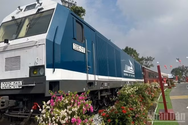 Tổng công ty Đường sắt Việt Nam tham gia triển lãm tại Phân khu ngoài trời.
