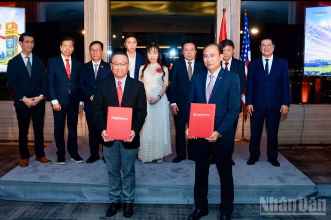 Vietjet và Pratt & Whitney trao hợp tác về phát triển năng lực MRO động cơ thế hệ mới tại Việt Nam. (Ảnh: DƯƠNG KIỀU)