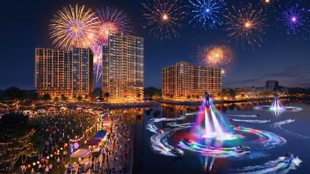 Phối cảnh Charmora City (Sun Group) thắp sáng khi đêm về. (Ảnh: Sun Group)