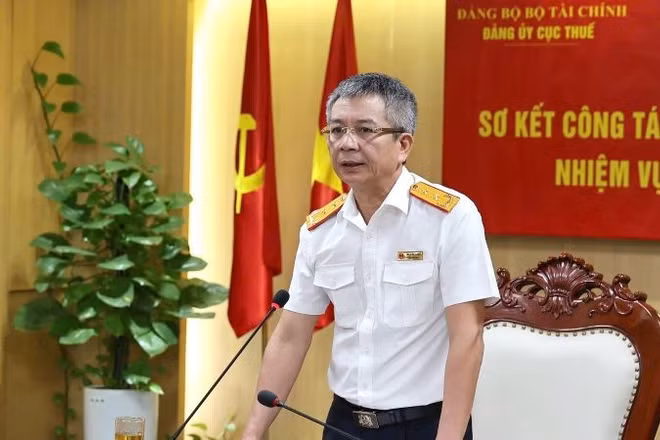 Bí thư Đảng ủy, Cục trưởng Cục Thuế Mai Xuân Thành phát biểu chỉ đạo tại hội nghị.