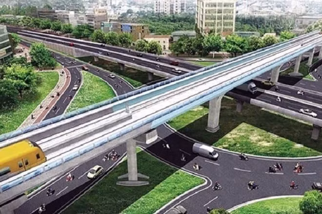 Phối cảnh một đoạn tuyến đường sắt đô thị số 5.