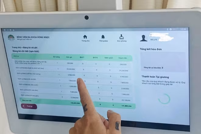 Bảng kê chi phí của anh Hoàng hơn 140 triệu đồng. (Ảnh: Nhân vật cung cấp)
