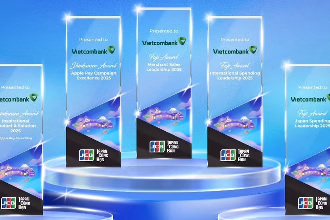 5 giải thưởng Vietcombank nhận được tại hội nghị JCB Việt Nam 2026.