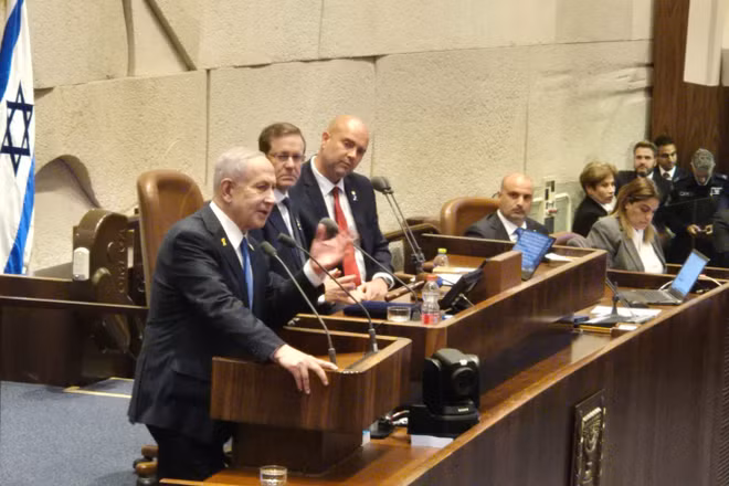 Thủ tướng Benjamin Netanyahu phát biểu tại phiên khai mạc kỳ họp mùa đông của Knesset, ngày 20/10/2025. (Ảnh: themedialine.org)