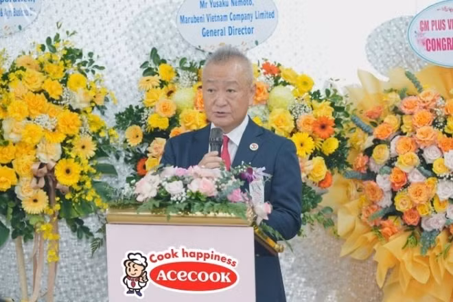 Ông Kaneda Hiroki, Tổng Giám đốc Acecook Việt Nam phát biểu tại Lễ động thổ.