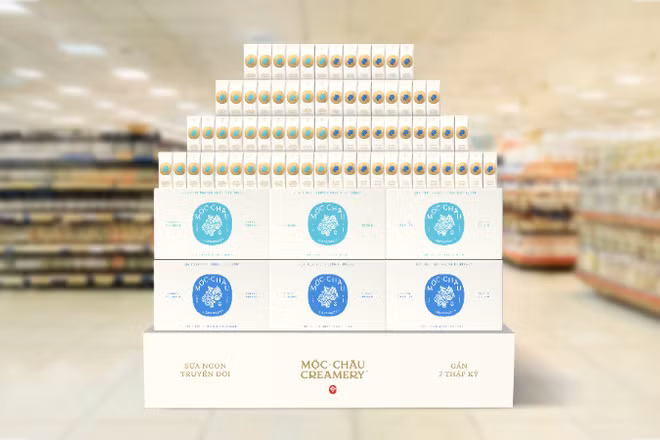 Diện mạo cao cấp của dòng sản phẩm Mộc Châu Creamery nổi bật tại các điểm bán.